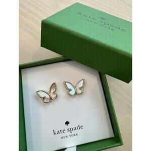 NEW Kate Spade All A Flutter Mother of Pearl Gold Tone Butterfly Earrings $60